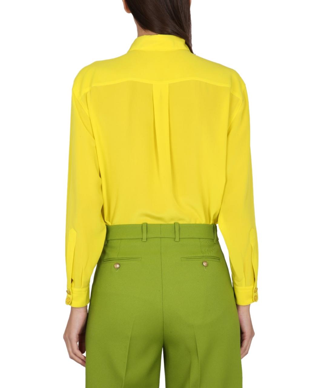 GUCCI Желтая шелковая рубашка, фото 4