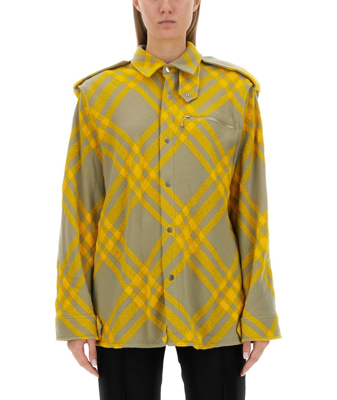 BURBERRY Желтая шерстяная рубашка, фото 2