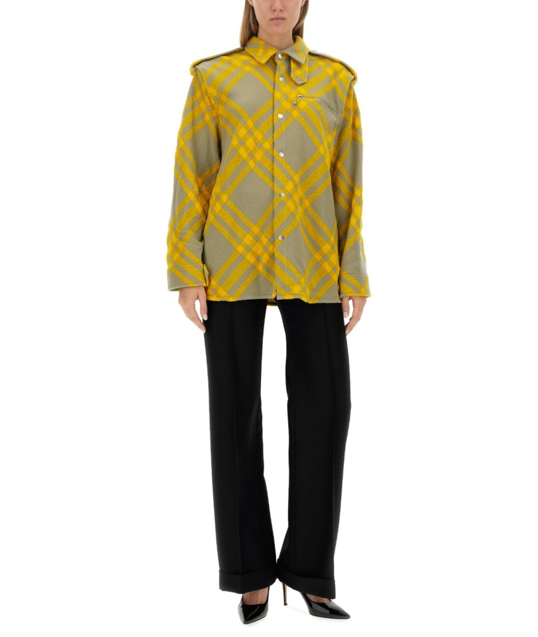 BURBERRY Желтая шерстяная рубашка, фото 3