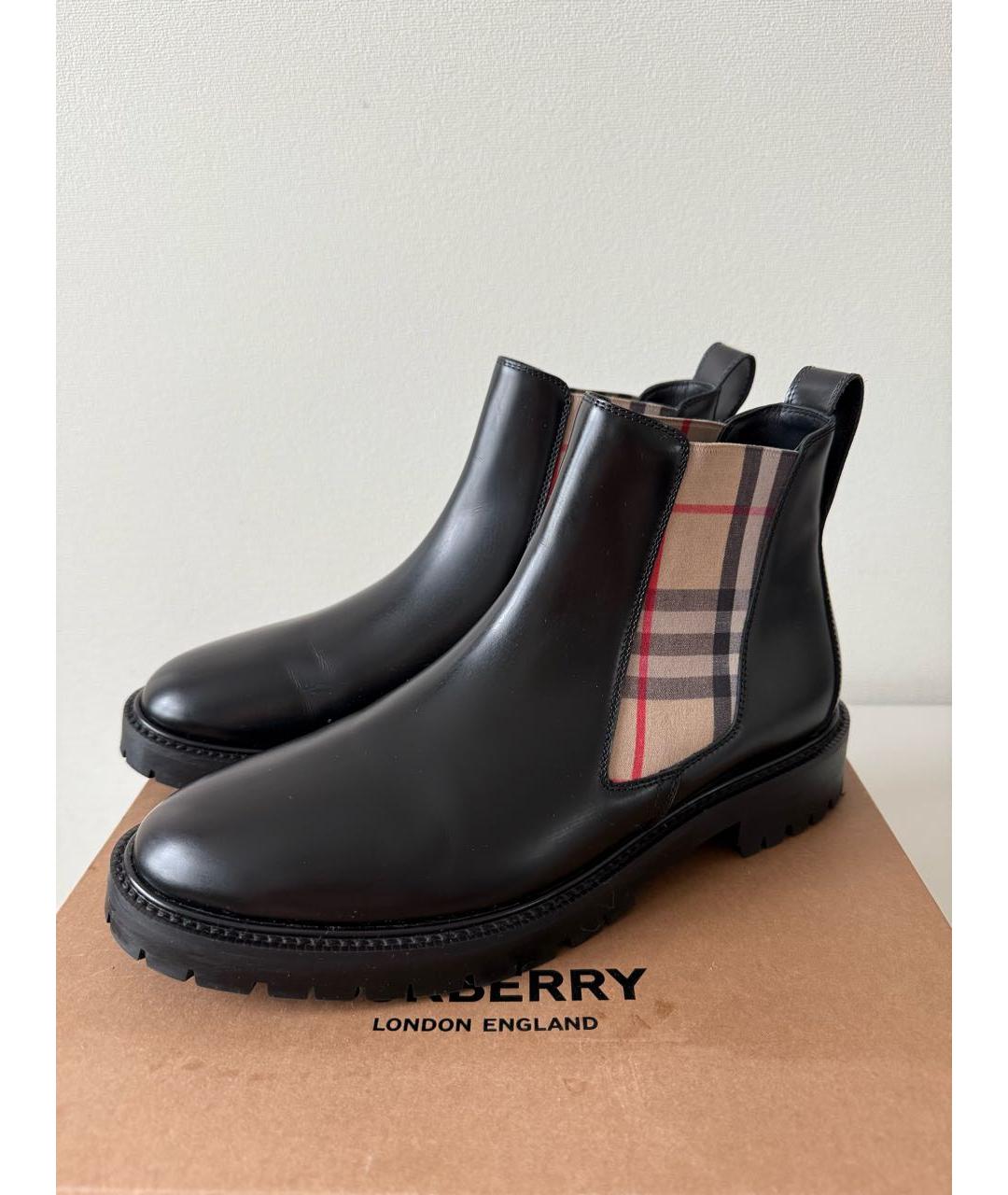 BURBERRY Черные кожаные ботинки, фото 6
