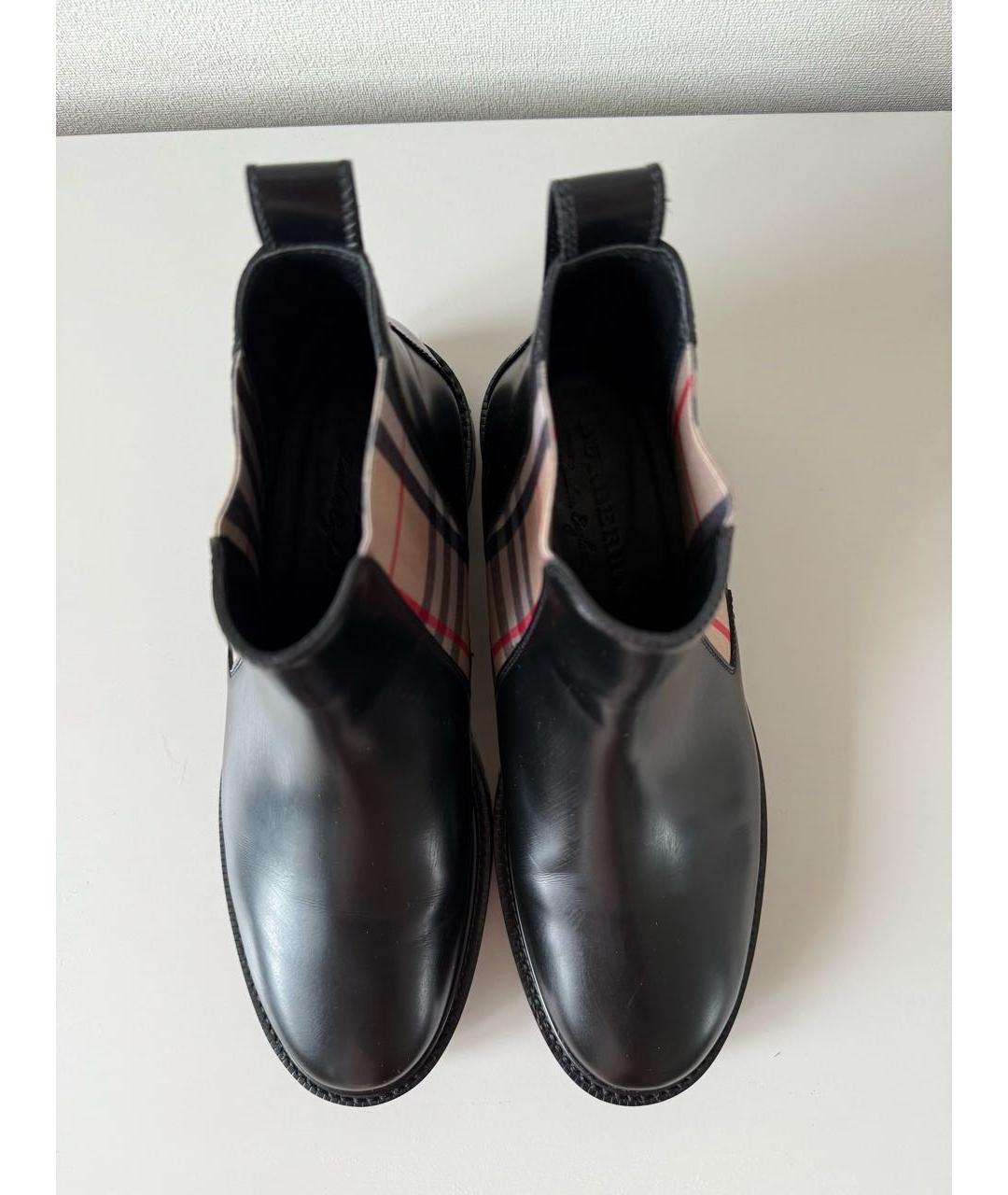 BURBERRY Черные кожаные ботинки, фото 3