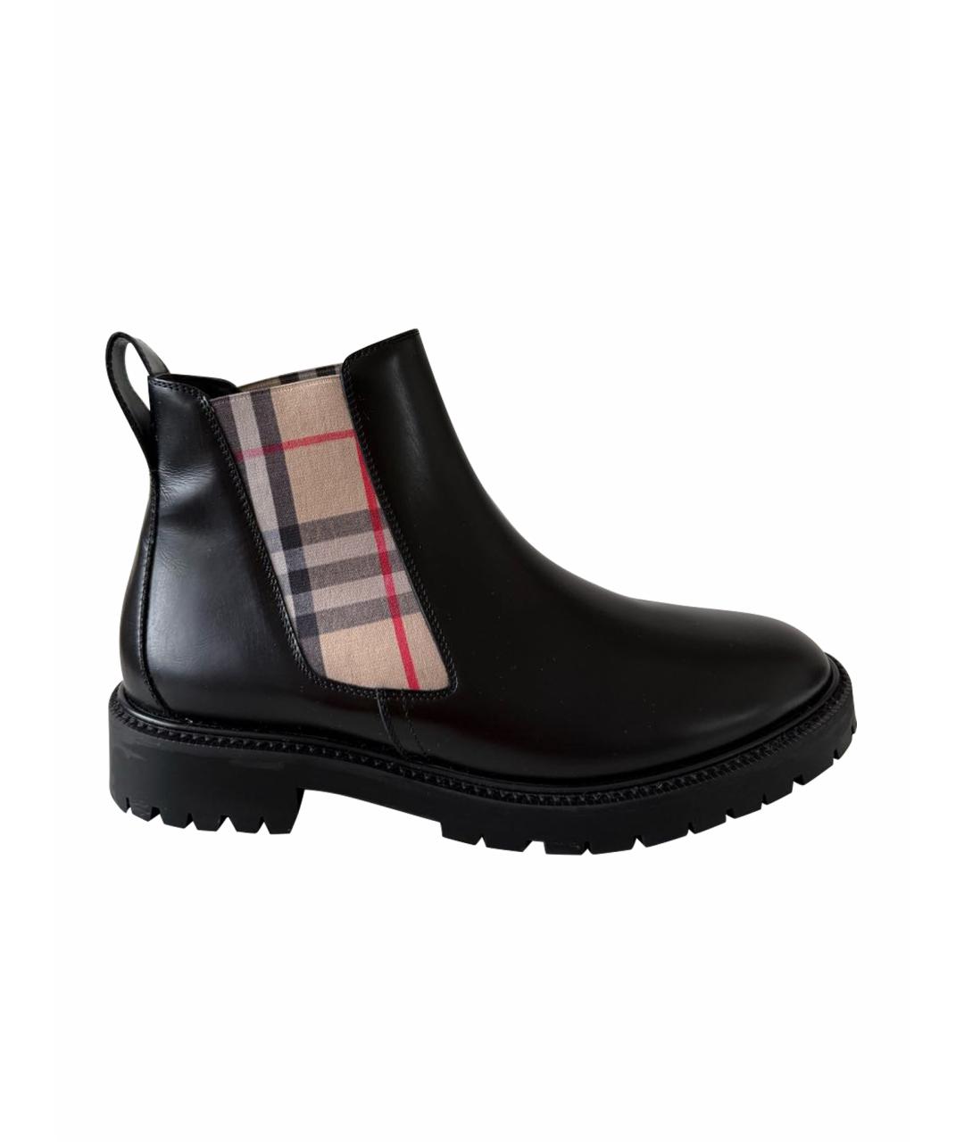 BURBERRY Черные кожаные ботинки, фото 1