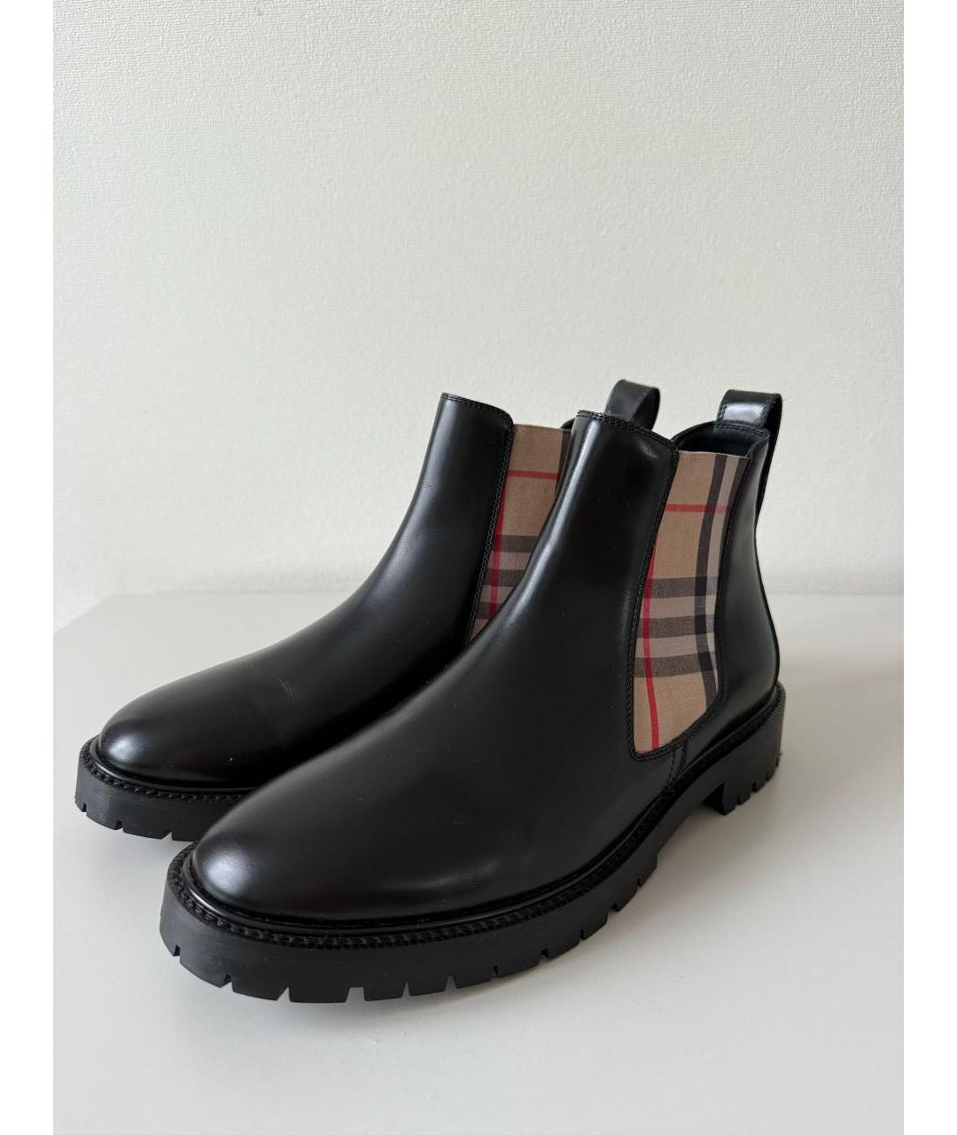 BURBERRY Черные кожаные ботинки, фото 5