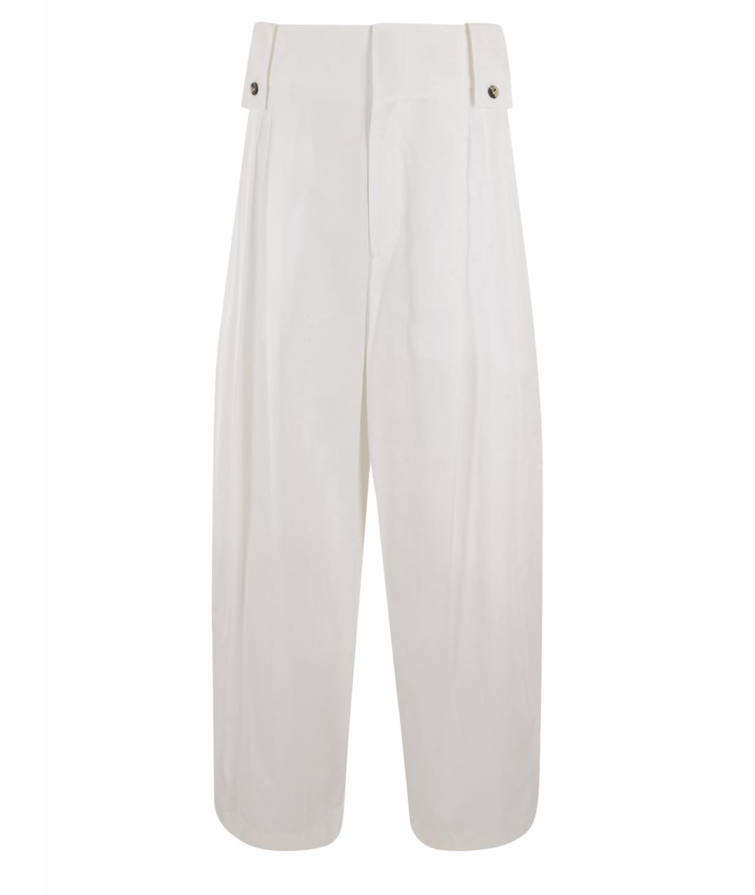 BOTTEGA VENETA Белые хлопковые прямые брюки, фото 1