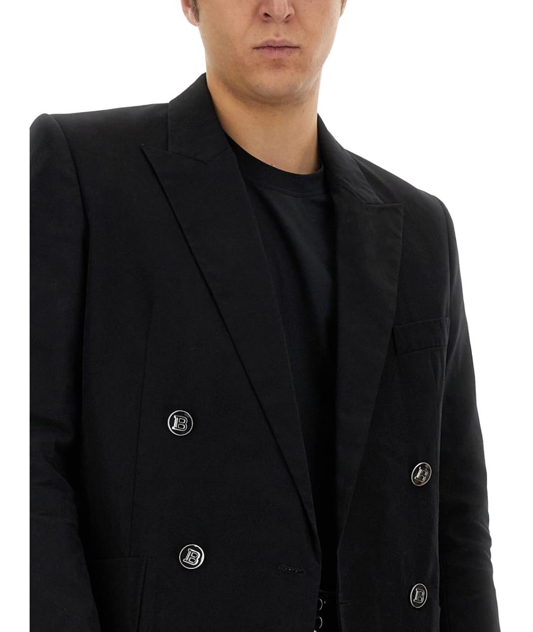BALMAIN Черный хлопковый пиджак, фото 5