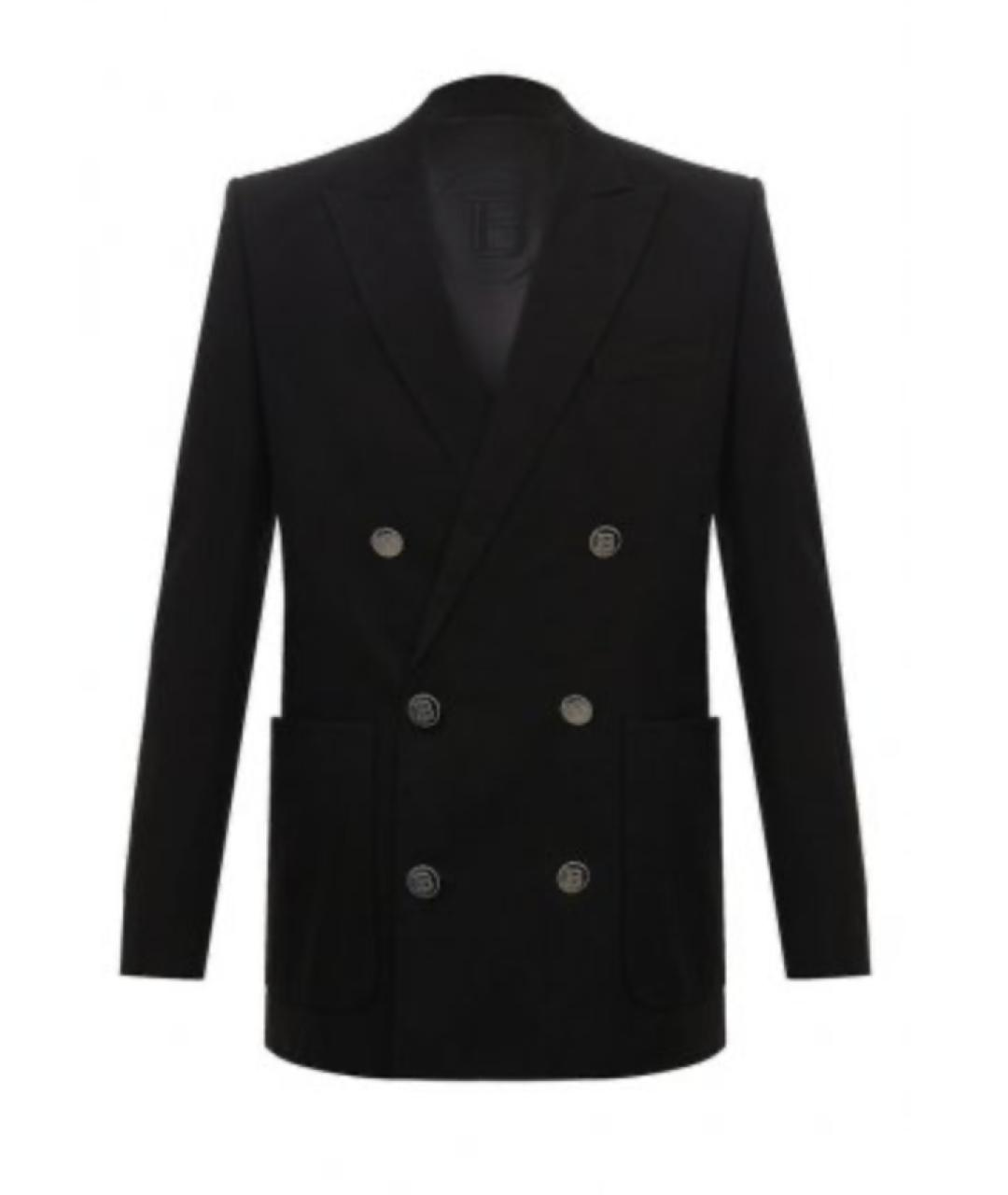 BALMAIN Черный хлопковый пиджак, фото 1