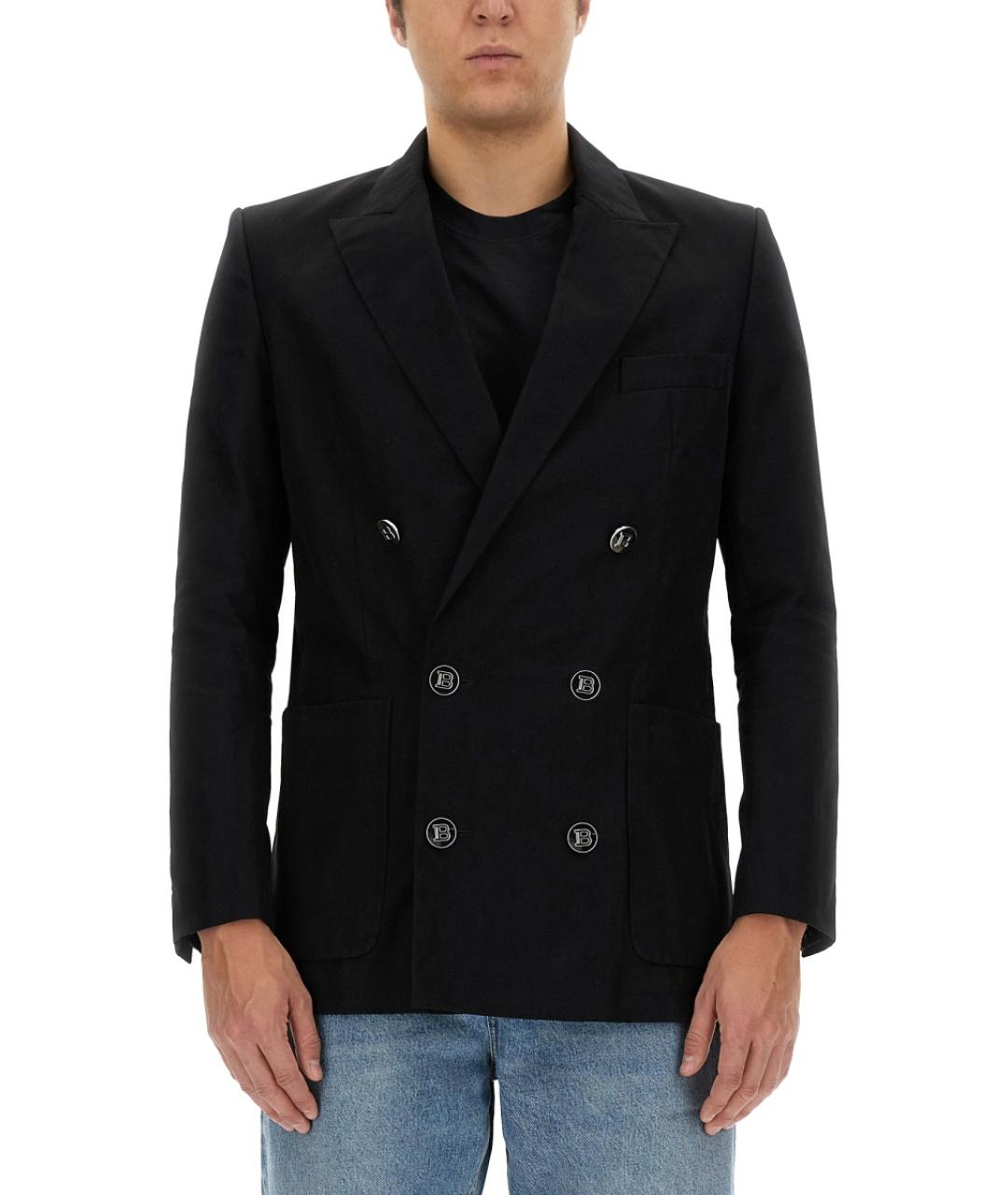 BALMAIN Черный хлопковый пиджак, фото 2