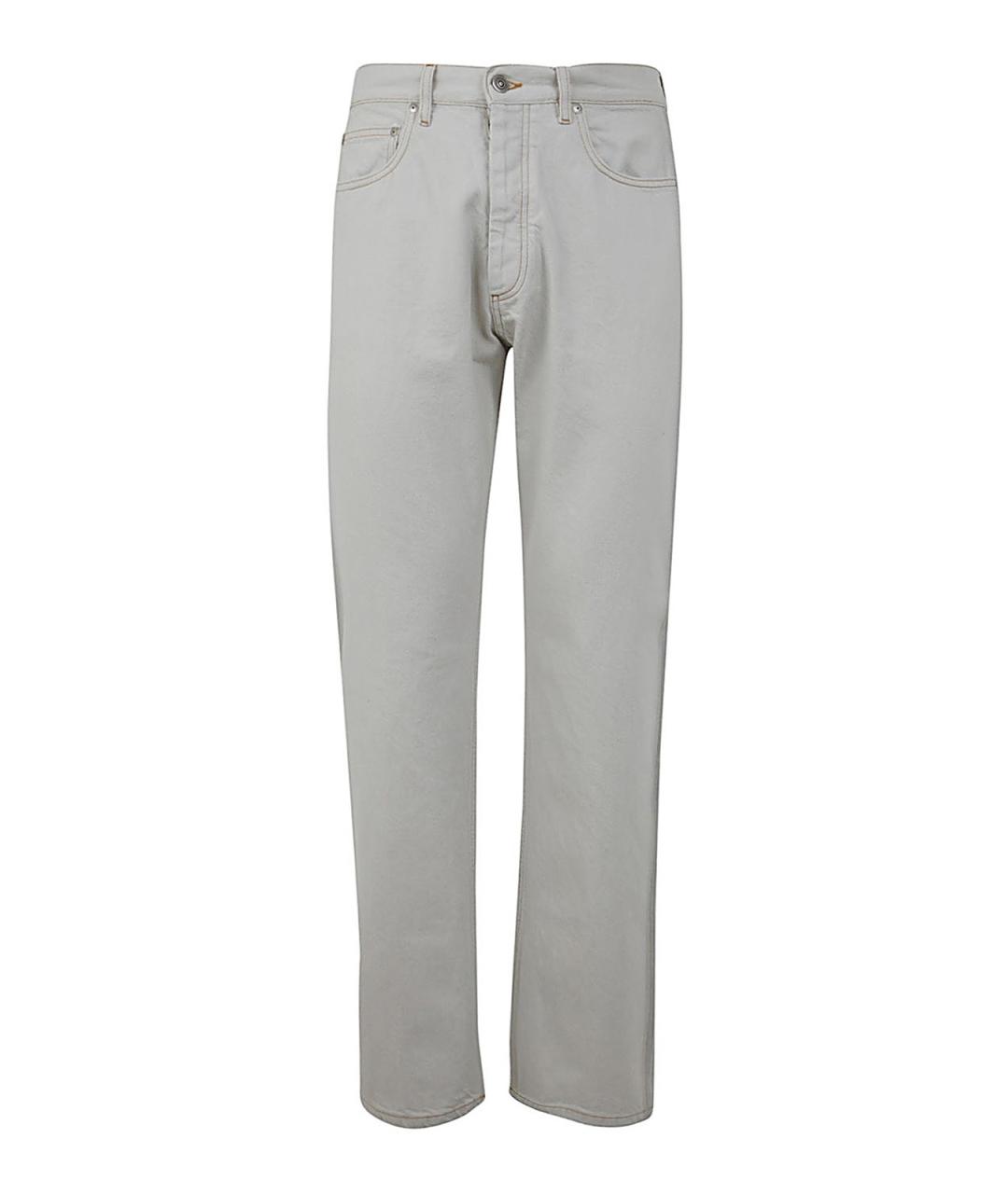 MAISON MARGIELA Белые хлопковые прямые джинсы, фото 5