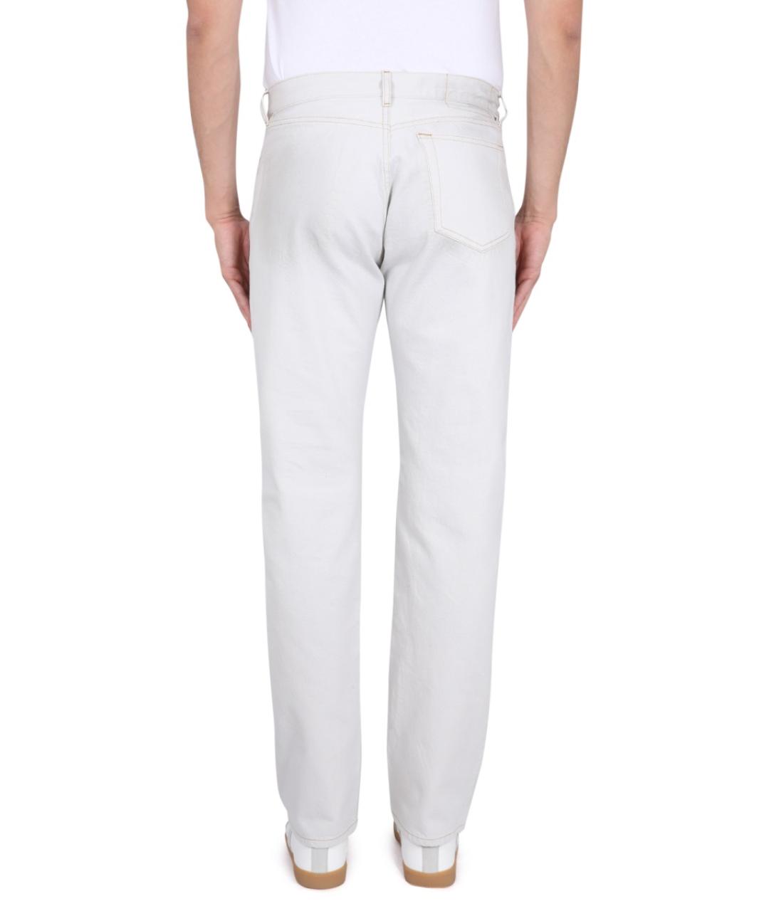 MAISON MARGIELA Белые хлопковые прямые джинсы, фото 4