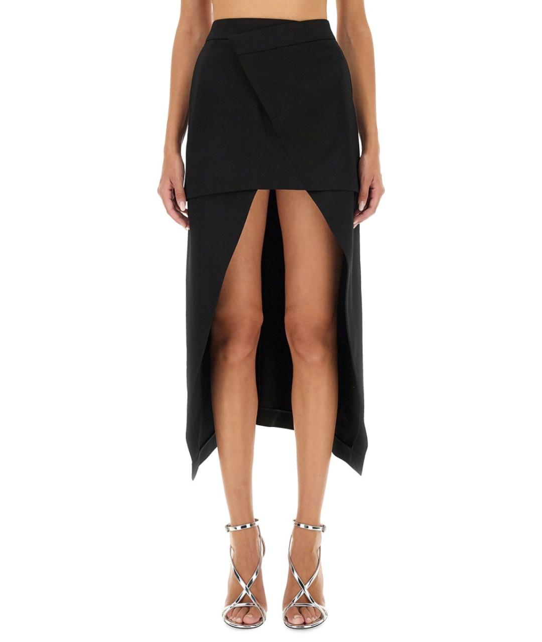 ALEXANDER MCQUEEN Черная шерстяная юбка мини, фото 5