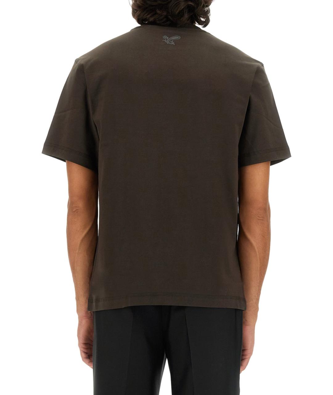 BURBERRY Коричневая хлопковая футболка, фото 4