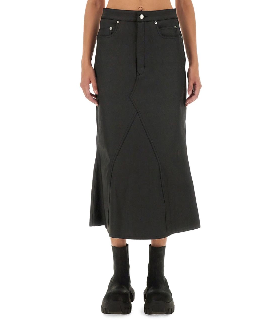 RICK OWENS Черная хлопковая юбка миди, фото 5