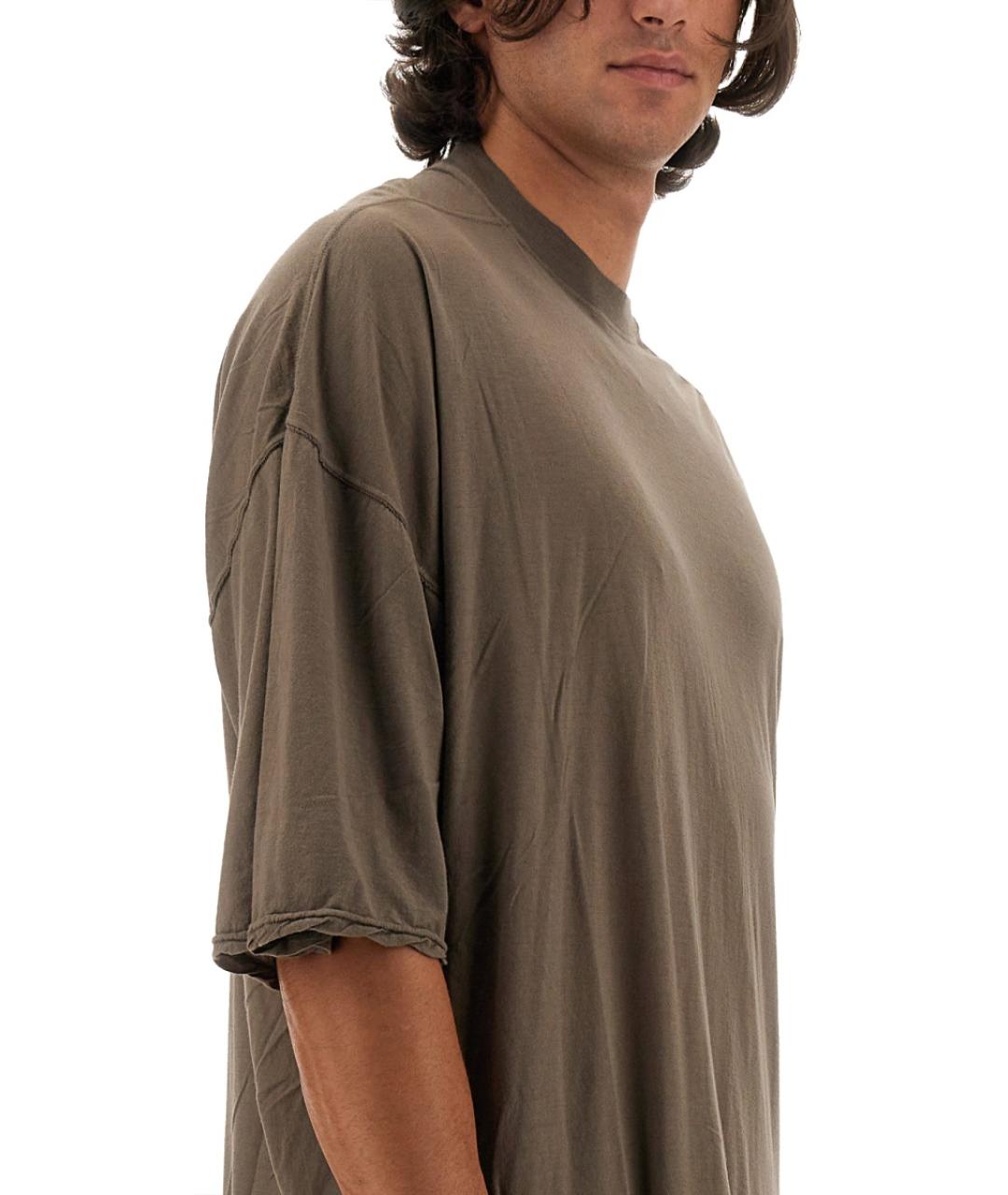 RICK OWENS DRKSHDW Бежевая хлопковая футболка, фото 4