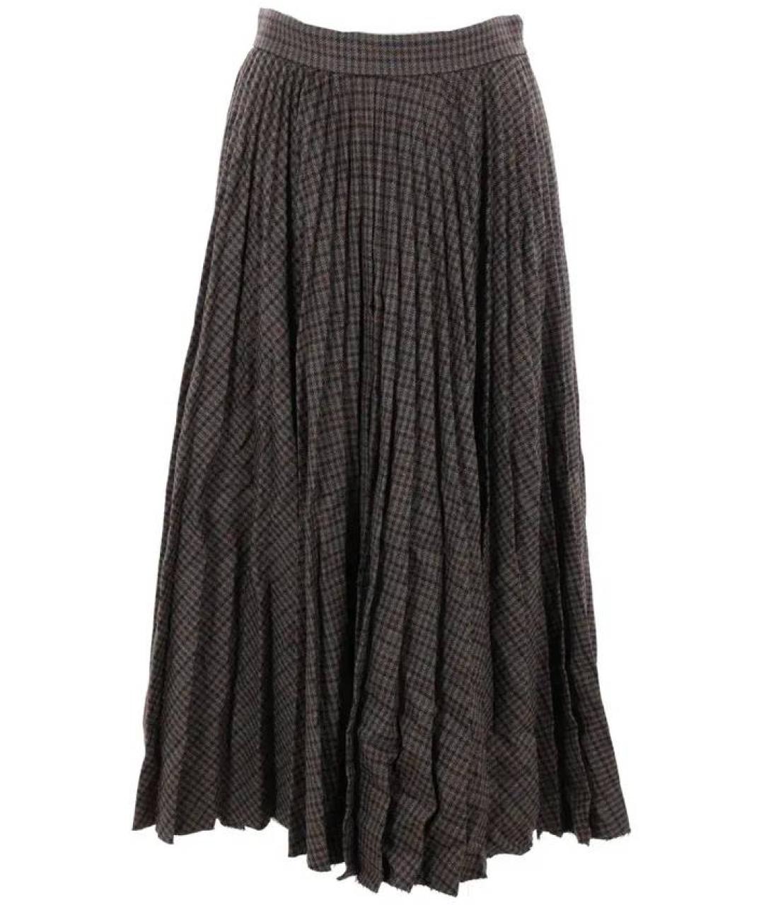 BALENCIAGA Коричневая шерстяная юбка миди, фото 1