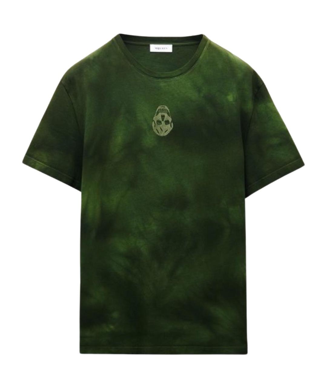 ALEXANDER MCQUEEN Хаки вискозная футболка, фото 1