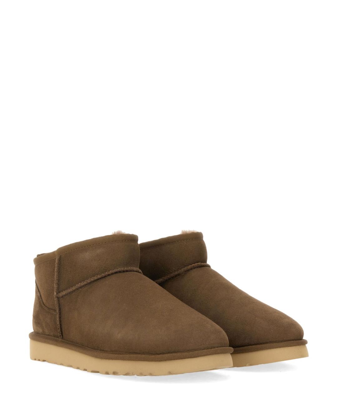 UGG AUSTRALIA Бежевые кожаные низкие ботинки, фото 2