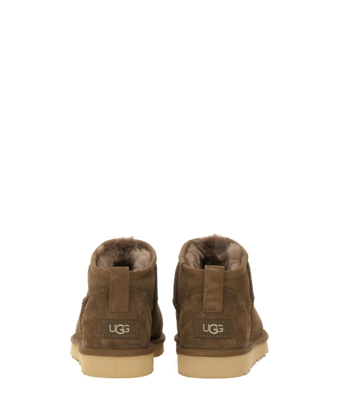 UGG AUSTRALIA Бежевые кожаные низкие ботинки, фото 3