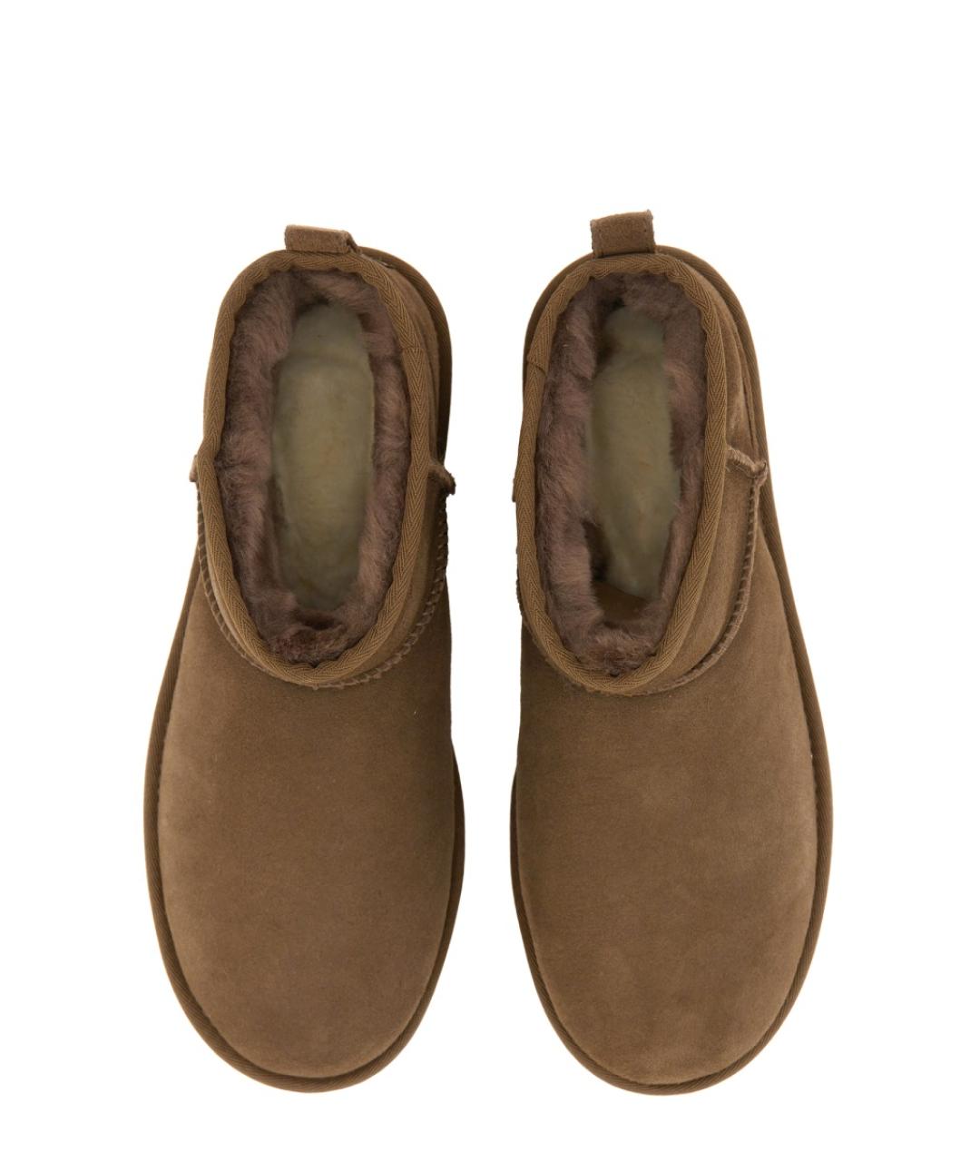 UGG AUSTRALIA Бежевые кожаные низкие ботинки, фото 5