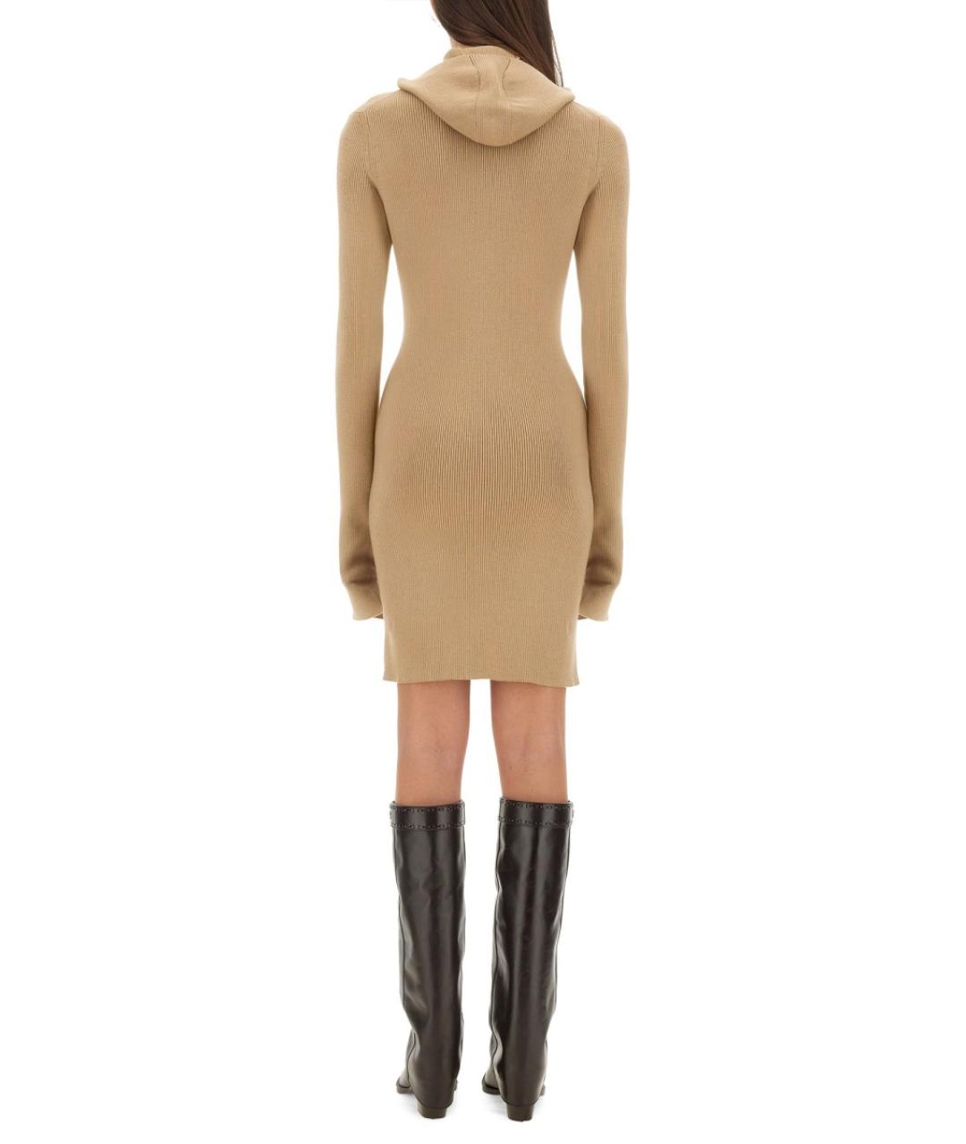 FENDI Бежевое шерстяное повседневное платье, фото 4