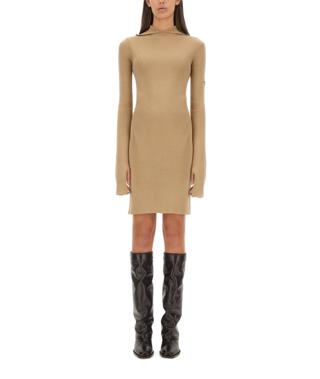 FENDI Бежевое шерстяное повседневное платье, фото 2