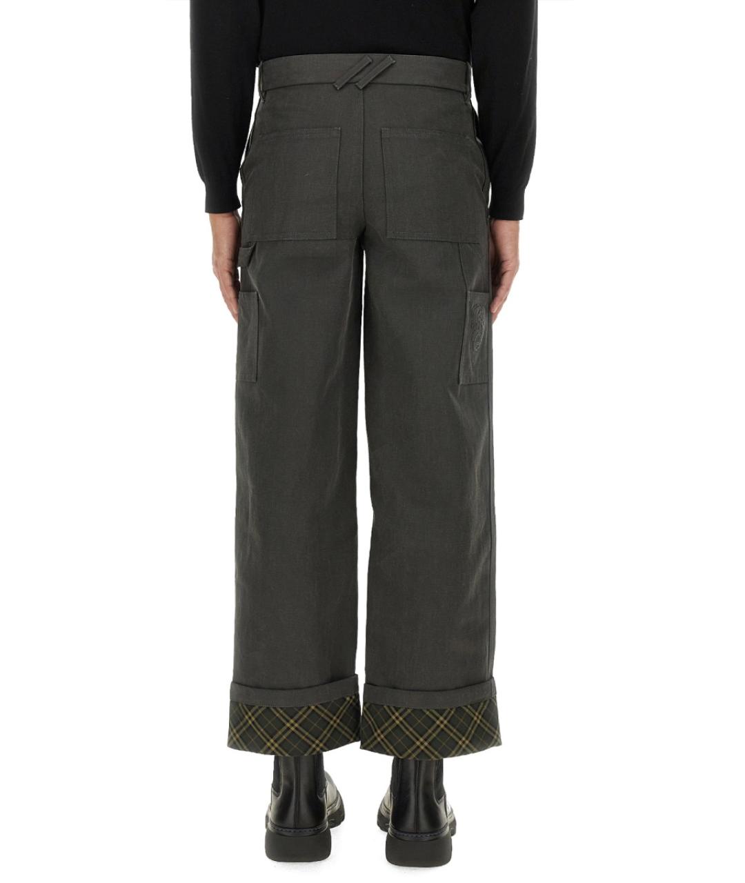 BURBERRY Антрацитовые хлопковые повседневные брюки, фото 3