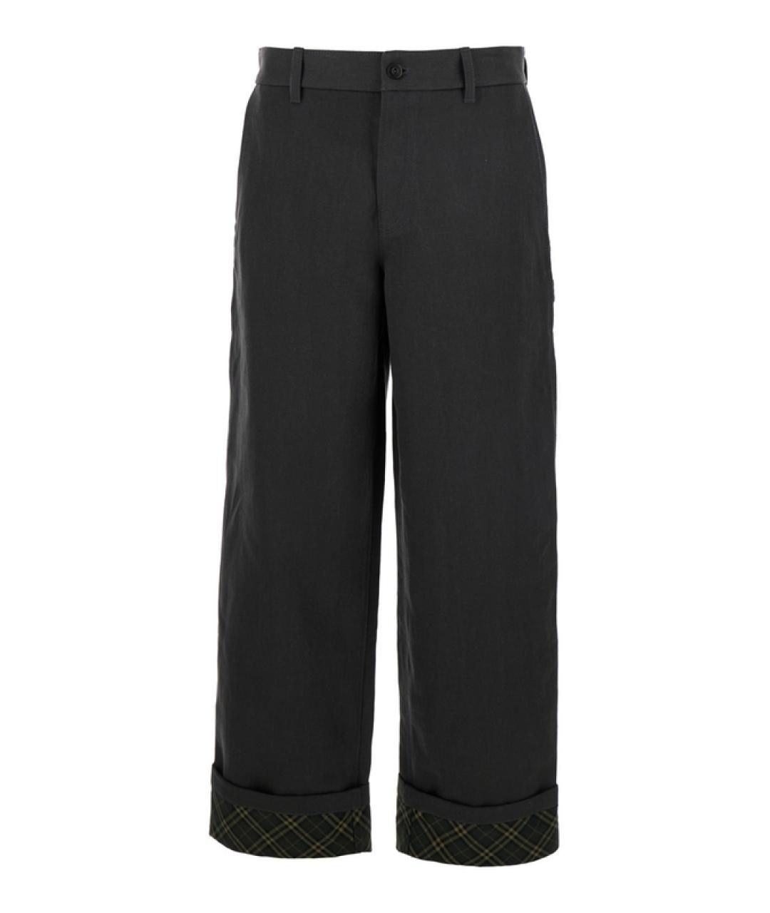 BURBERRY Антрацитовые хлопковые повседневные брюки, фото 1