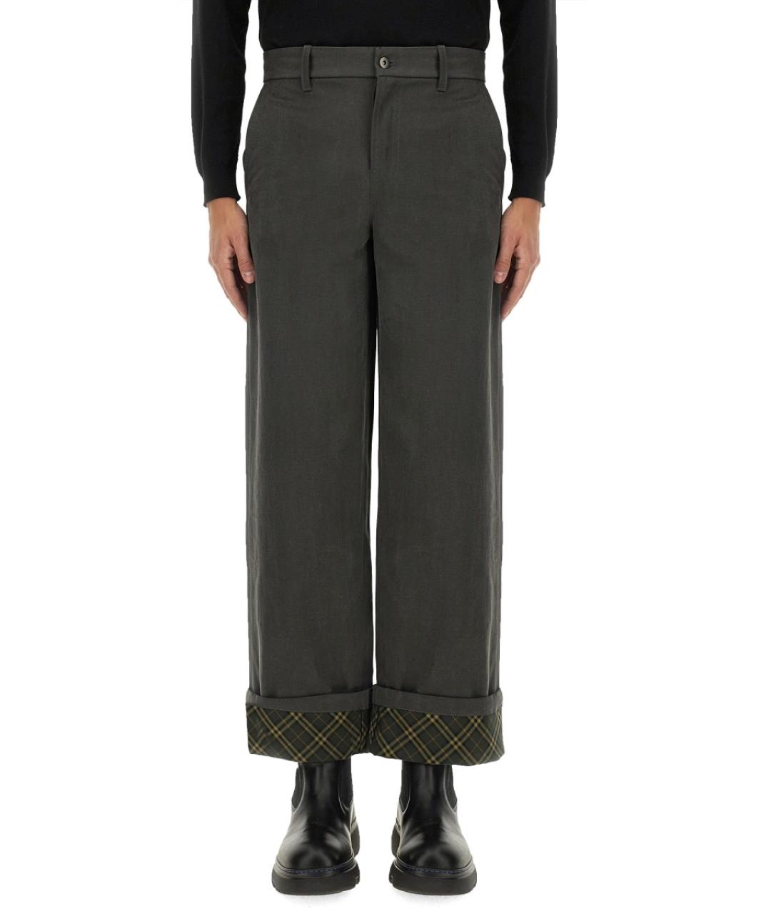 BURBERRY Антрацитовые хлопковые повседневные брюки, фото 5