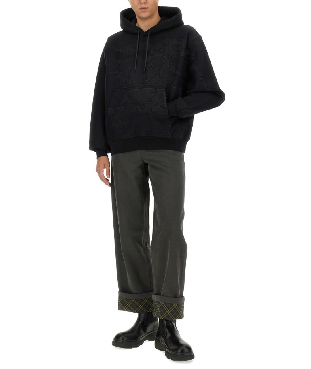 BURBERRY Антрацитовые хлопковые повседневные брюки, фото 2