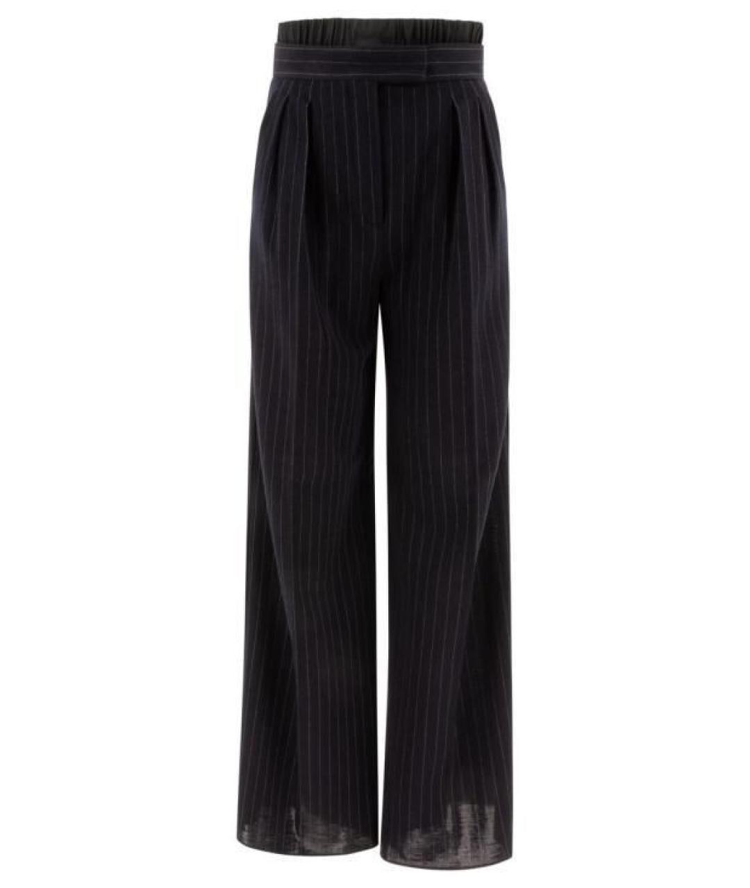 MAX MARA Синие шерстяные прямые брюки, фото 1