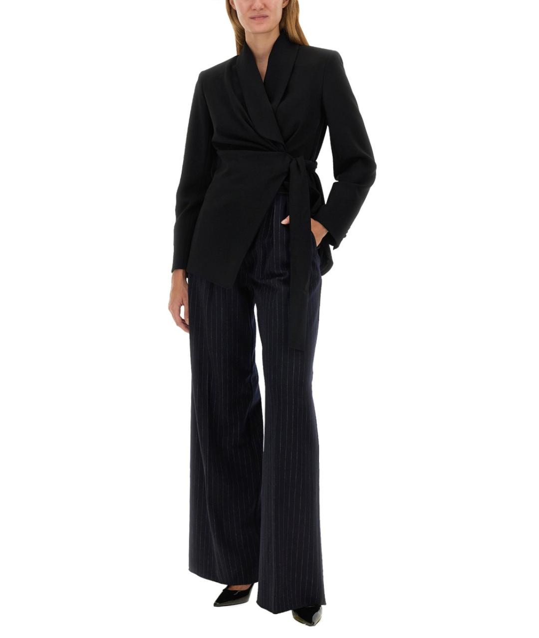 MAX MARA Синие шерстяные прямые брюки, фото 2