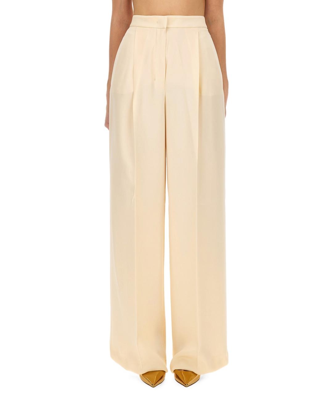 MAX MARA Бежевые шелковые прямые брюки, фото 5
