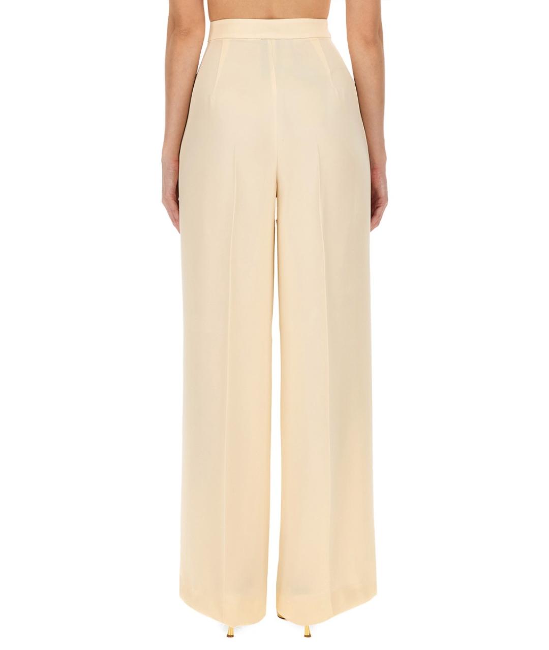 MAX MARA Бежевые шелковые прямые брюки, фото 3