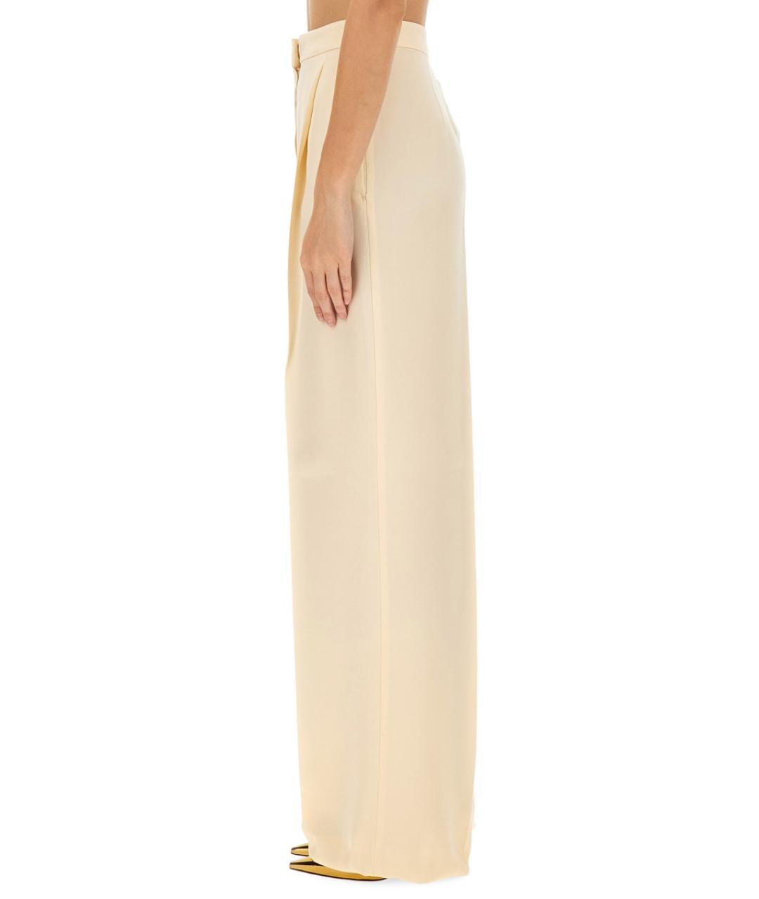 MAX MARA Бежевые шелковые прямые брюки, фото 4