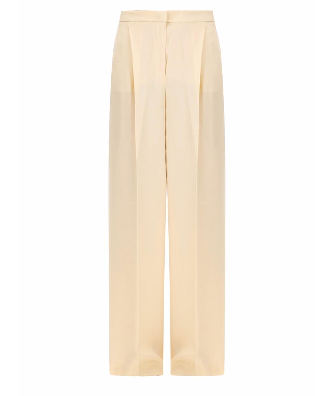 MAX MARA Бежевые шелковые прямые брюки, фото 1