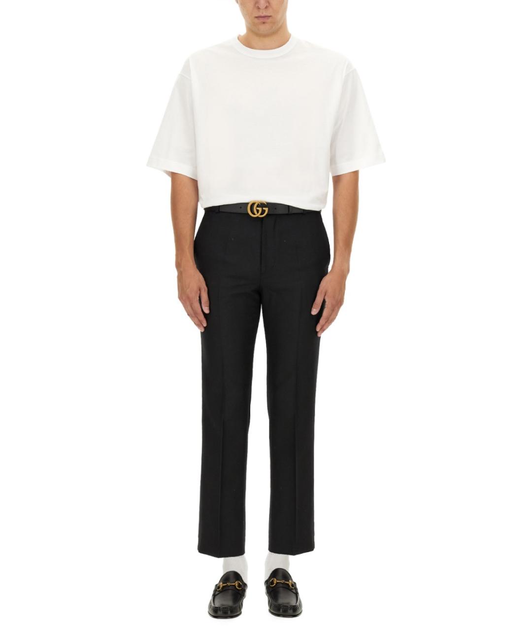 GUCCI Черные шерстяные повседневные брюки, фото 3