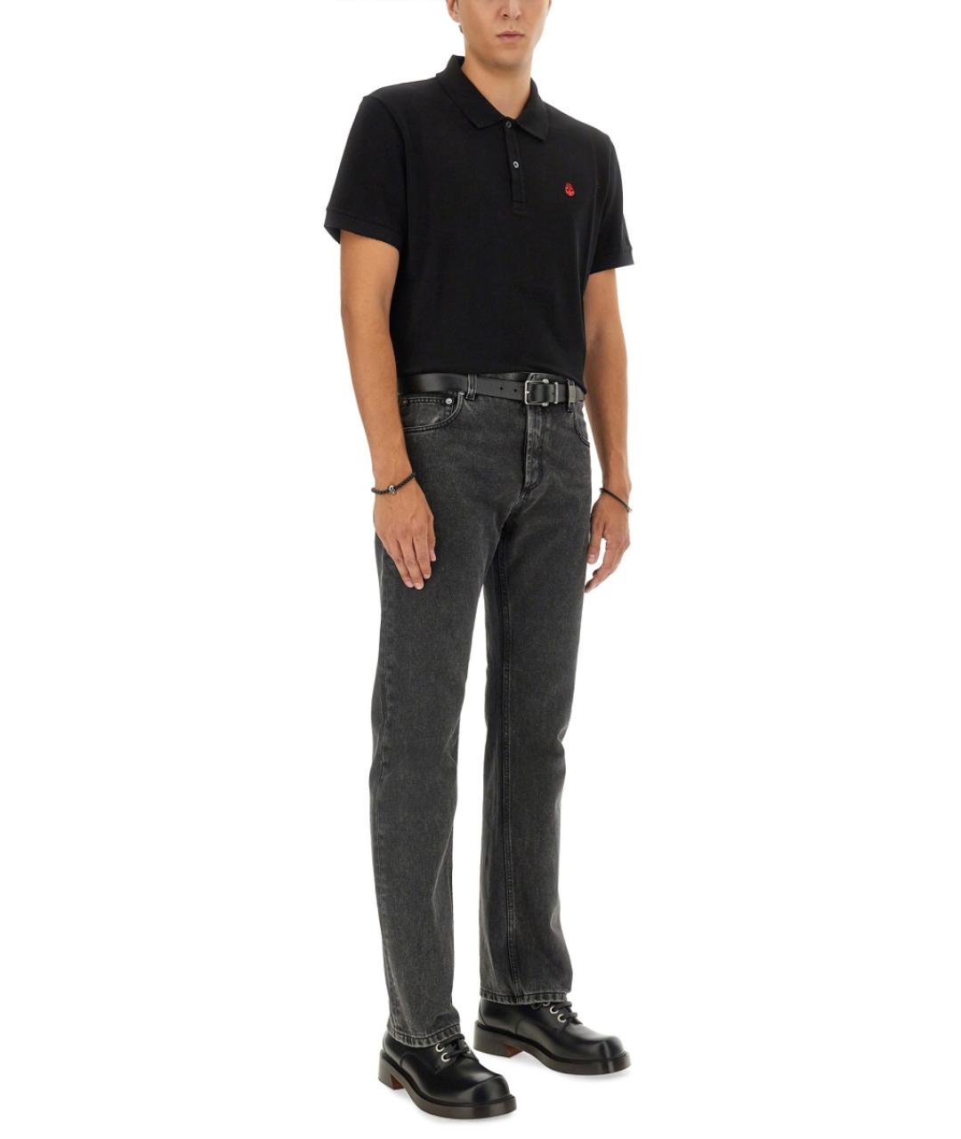 ALEXANDER MCQUEEN Черные хлопковые прямые джинсы, фото 3