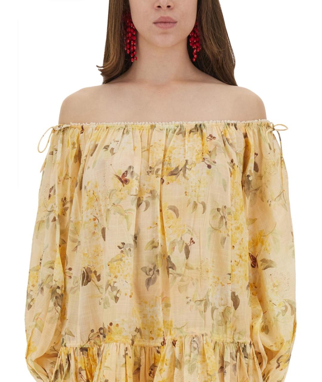 ZIMMERMANN Желтое хлопковое повседневное платье, фото 5