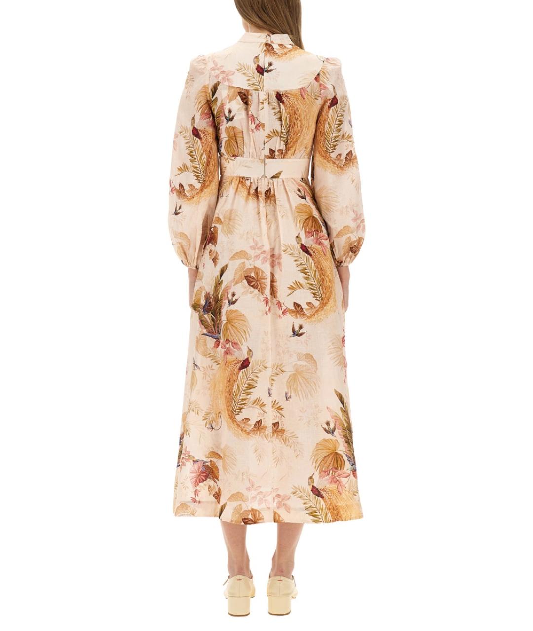 ZIMMERMANN Бежевое льняное повседневное платье, фото 4
