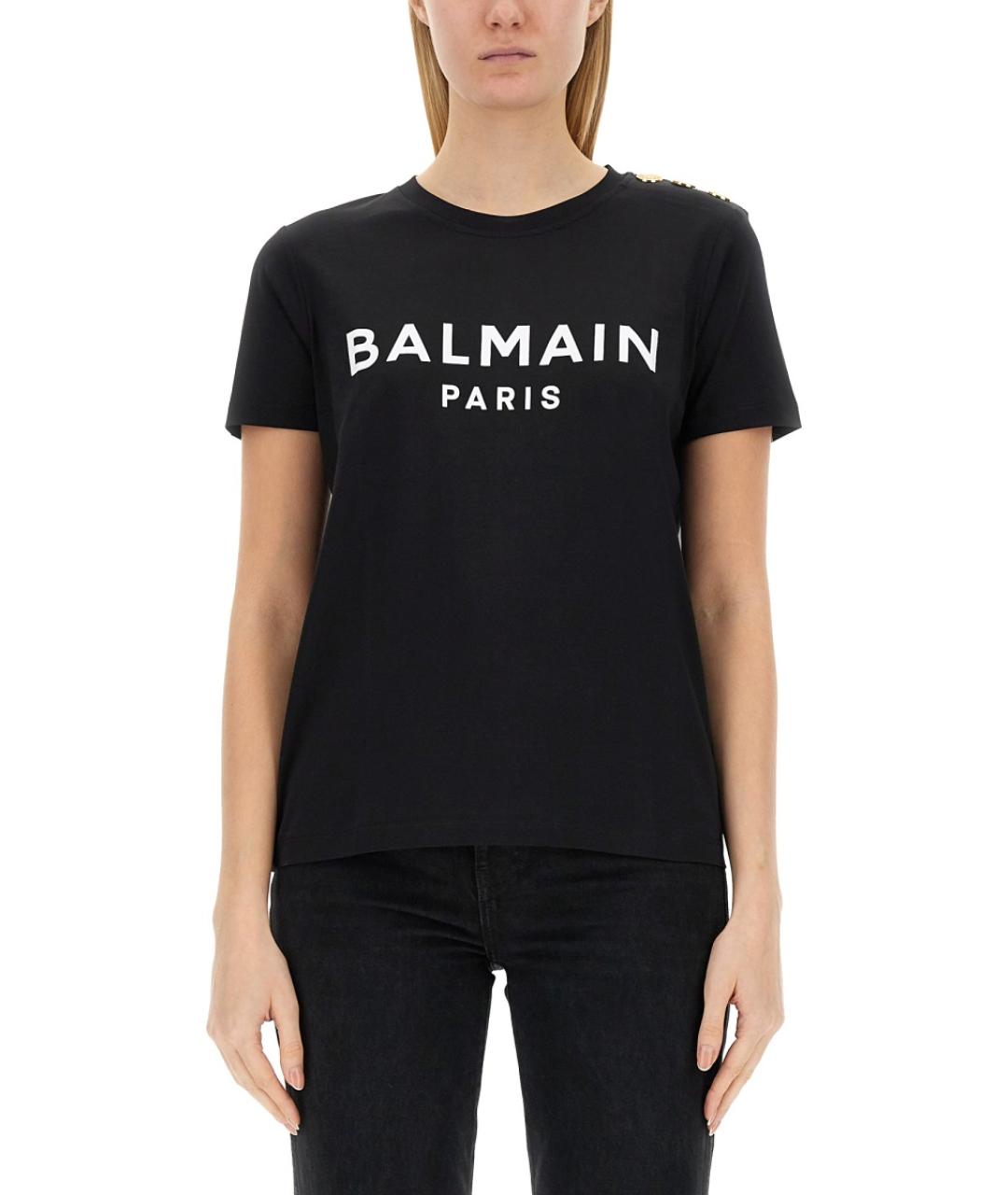 BALMAIN Черная хлопковая футболка, фото 3