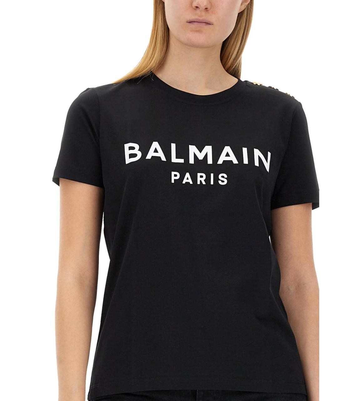 BALMAIN Черная хлопковая футболка, фото 7