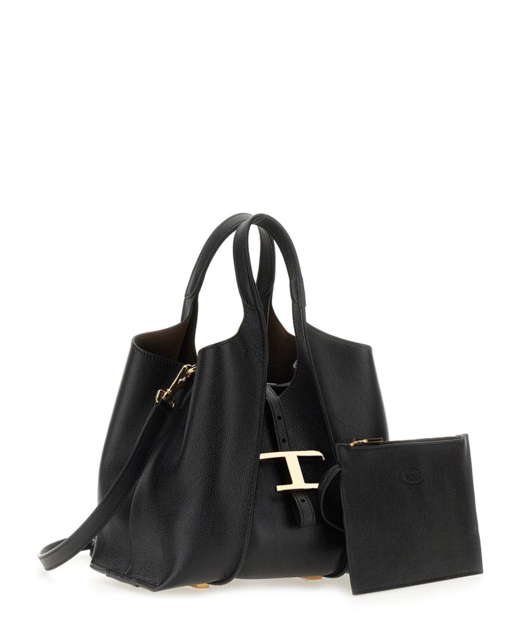 TOD'S Черная кожаная сумка тоут, фото 2