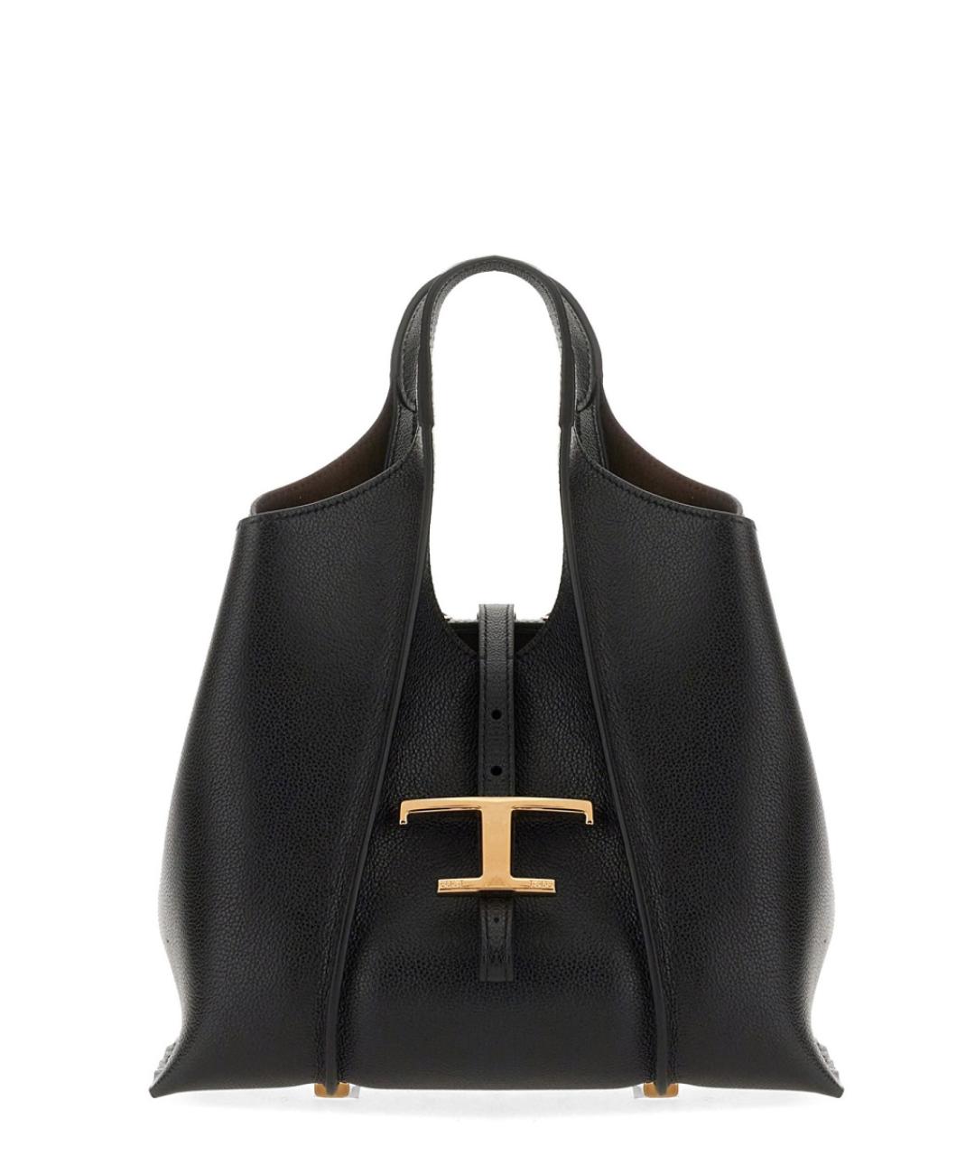 TOD'S Черная кожаная сумка тоут, фото 1