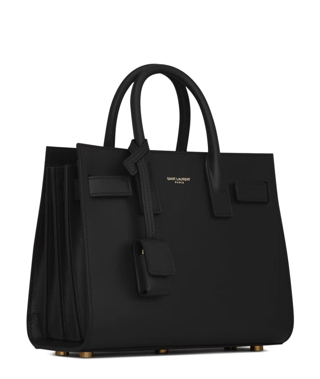 SAINT LAURENT Черная кожаная сумка тоут, фото 2