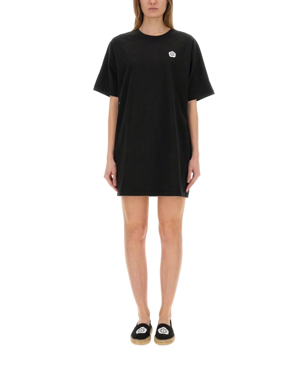 KENZO Черное хлопковое повседневное платье, фото 2