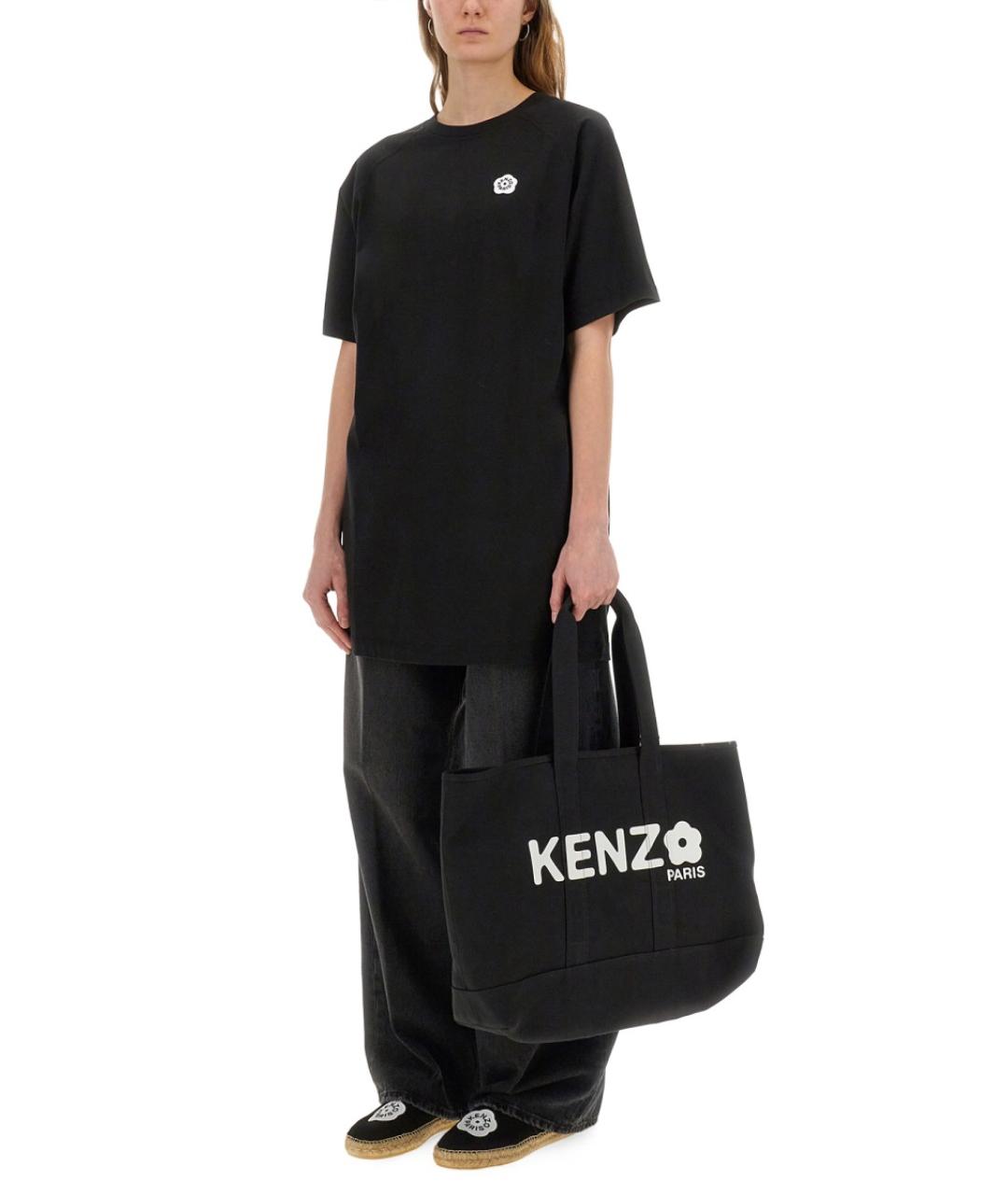 KENZO Черное хлопковое повседневное платье, фото 3