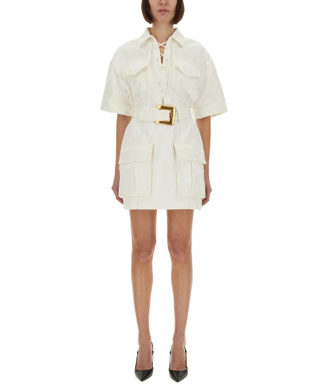 BALMAIN Белое хлопковое повседневное платье, фото 2