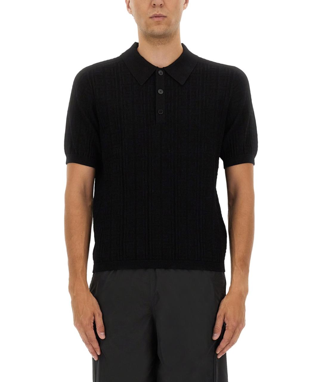 BALMAIN Черное вискозное поло с коротким рукавом, фото 2