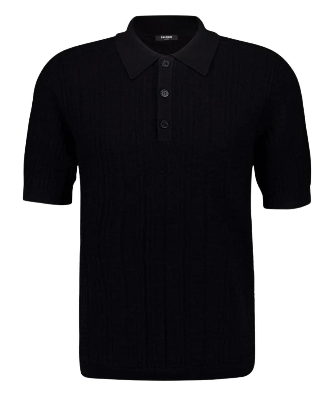 BALMAIN Черное вискозное поло с коротким рукавом, фото 1