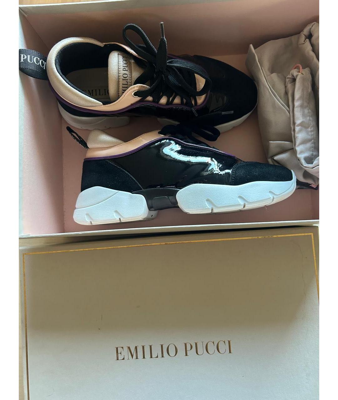 EMILIO PUCCI Черные кроссовки из лакированной кожи, фото 5