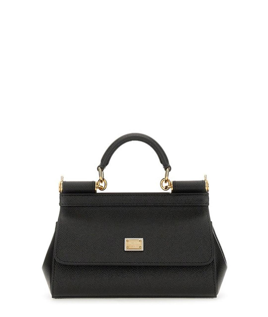 DOLCE&GABBANA Черная кожаная сумка с короткими ручками, фото 1